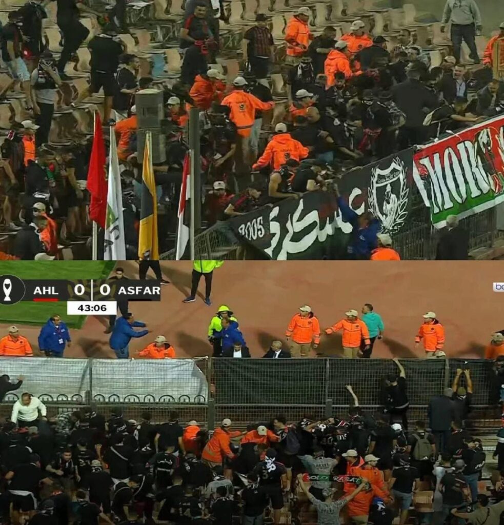 الأمن المصري يعتدي على جماهير والجمهور يرشق اللاعبين