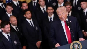 ميسي يبتسم بعد ذكر ترامب اسم رونالدو خلال حفل بالبيت الأبيض